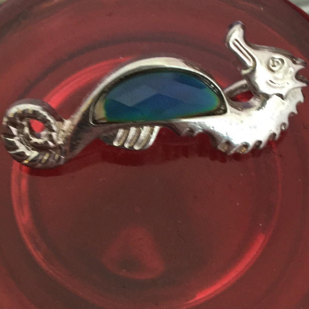 Silver mood sea horse charm
